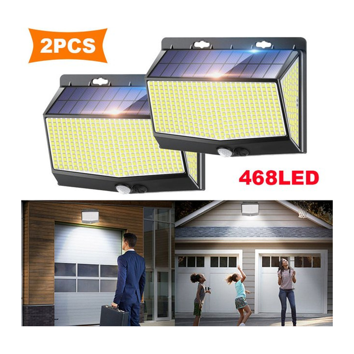 ZTree Solar LED Wandleuchte mit Bewegungssensor für Außenbereich und Garten in Schwarz - Bild 1