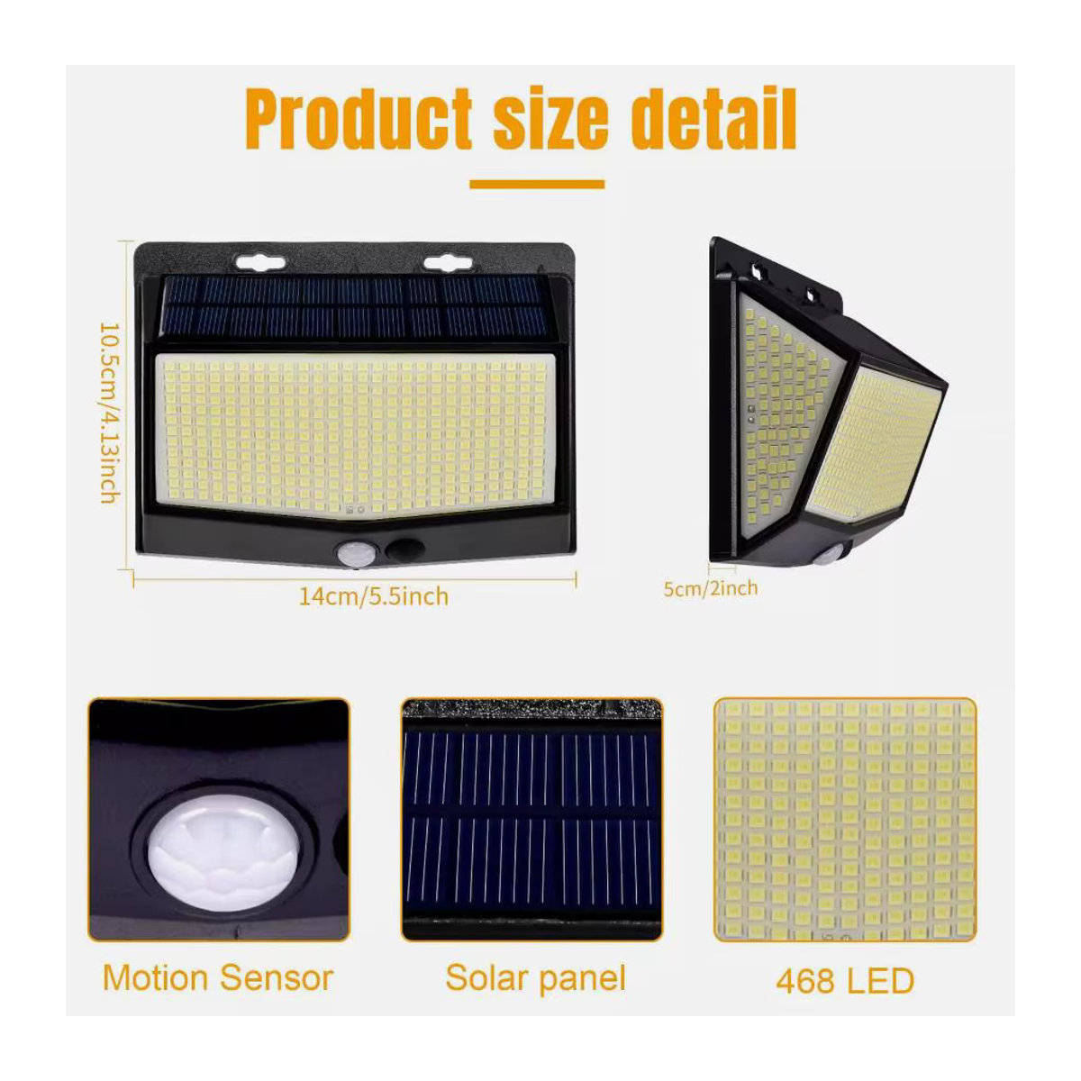 ZTree Solar LED Wandleuchte mit Bewegungssensor für Außenbereich und Garten in Schwarz - Bild 6