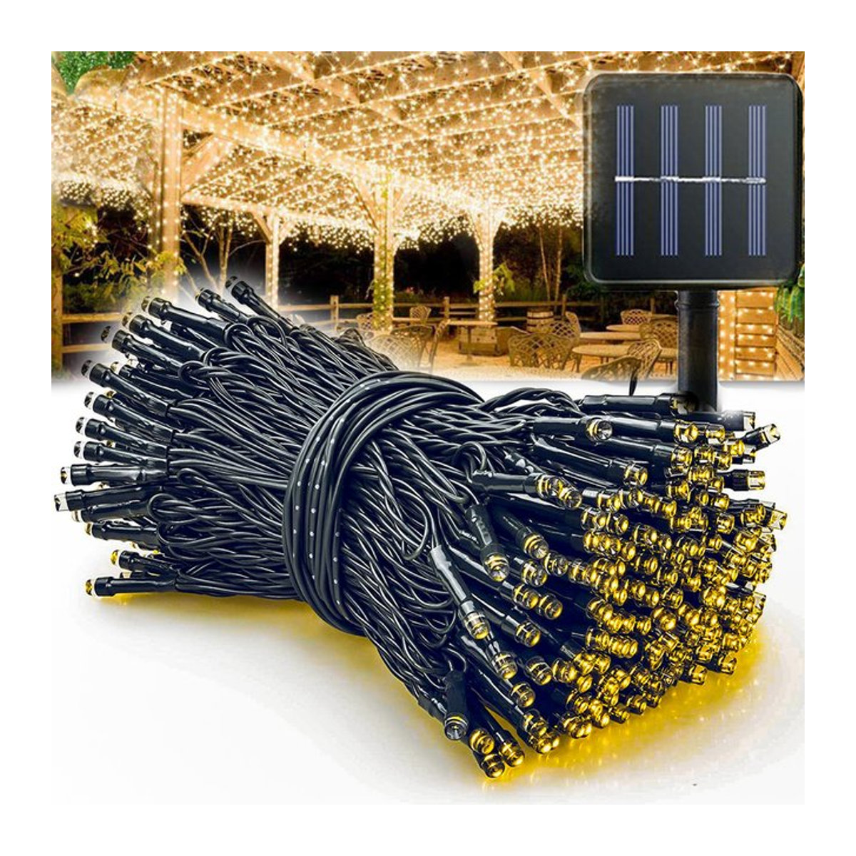 ZTree Solar String Light mit 300 LED in Warmweiß, Wasserdichte Solarleuchte mit 8 Modi für Garten und Außenbereich - Bild 1