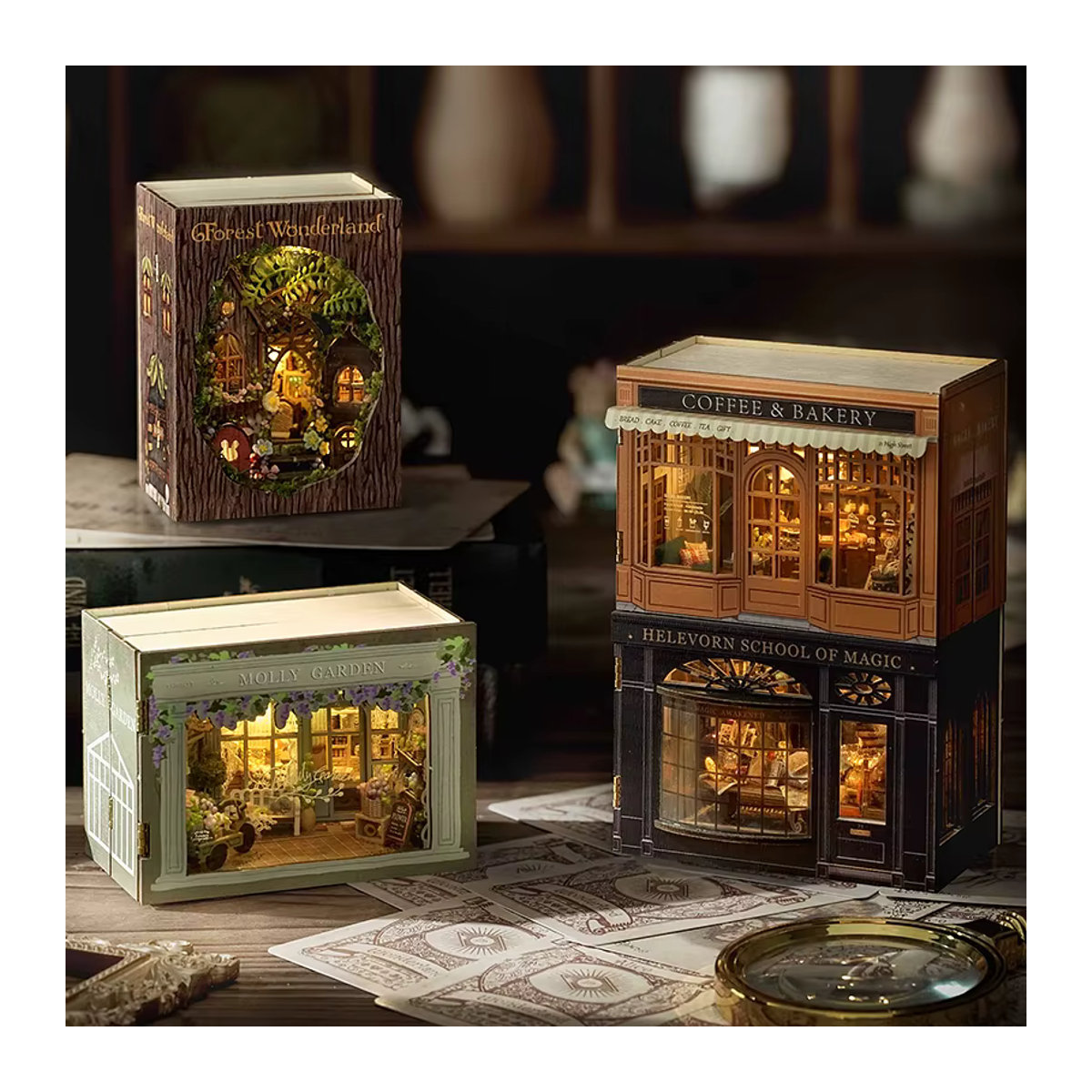 Zuuton 3D Holzpuzzle Miniatur Puppenhaus Landhaus Stil mit Beleuchtung und Möbeln in Mehrfarbig - Bild 3
