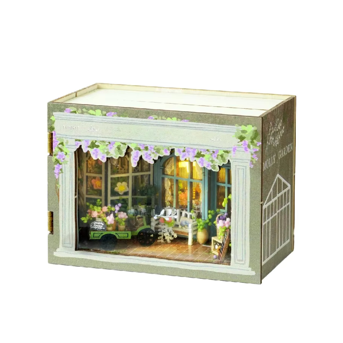 Zuuton 3D Holzpuzzle Miniatur Puppenhaus Landhaus Stil mit Beleuchtung und Möbeln in Mehrfarbig - Bild 5