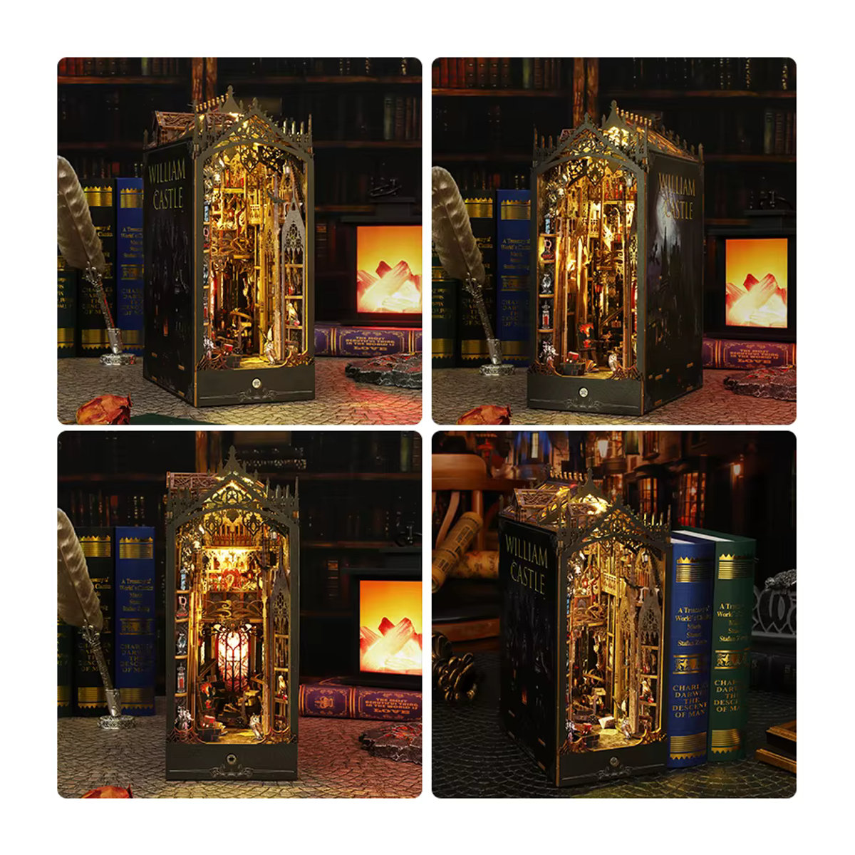 zuuton DIY Buch Nook Kit 3D Holz Puzzle Miniatur Puppenhaus Vintage Modellbau Mehrfarbig - Bild 2