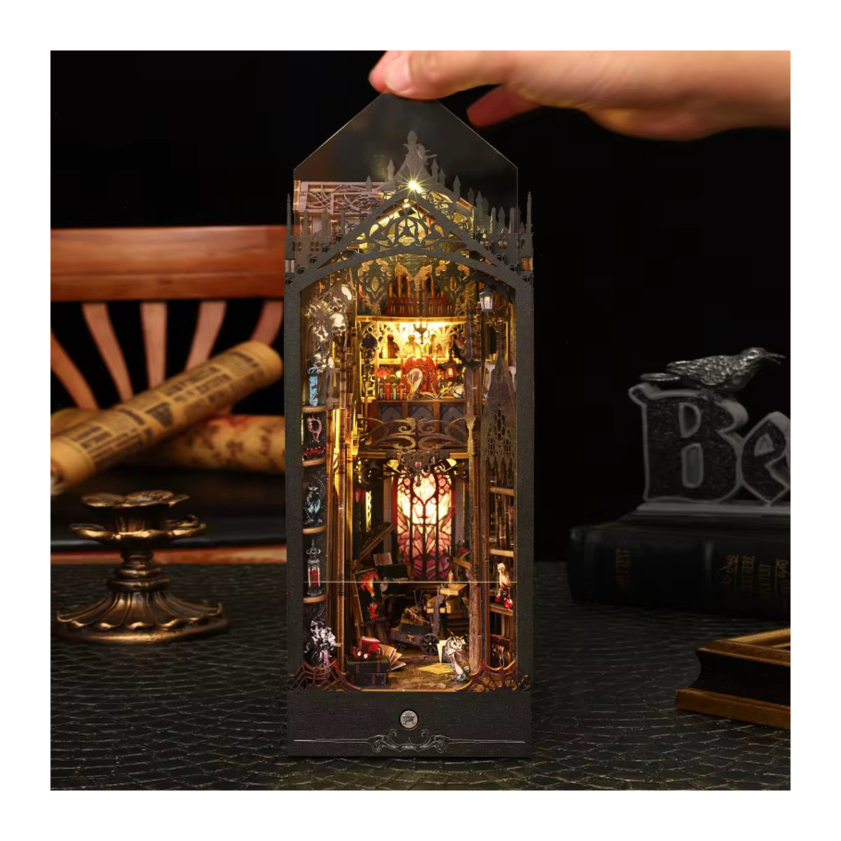 zuuton DIY Buch Nook Kit 3D Holz Puzzle Miniatur Puppenhaus Vintage Modellbau Mehrfarbig - Bild 4