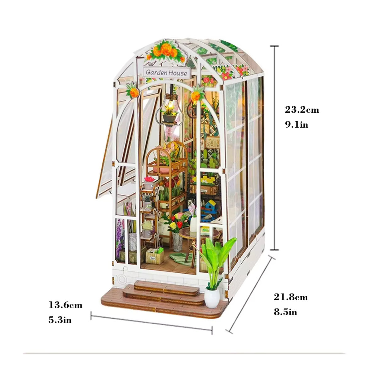 Zuuton DIY Garten Haus Holz Puppenhaus 3D Puzzle Buch-Eckregal in Weiß im Landhausstil - Bild 4