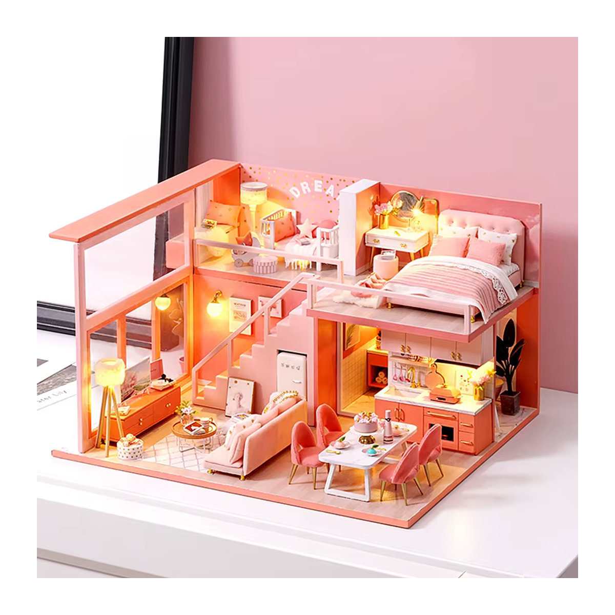 Zuuton Mini Puppenhaus DIY Duplex Wohnung als 3D Puzzle aus Holz in Mehrfarbig - Bild 3