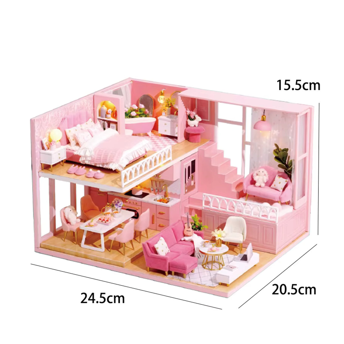 Zuuton Mini Puppenhaus DIY Duplex Wohnung als 3D Puzzle aus Holz in Mehrfarbig - Bild 4