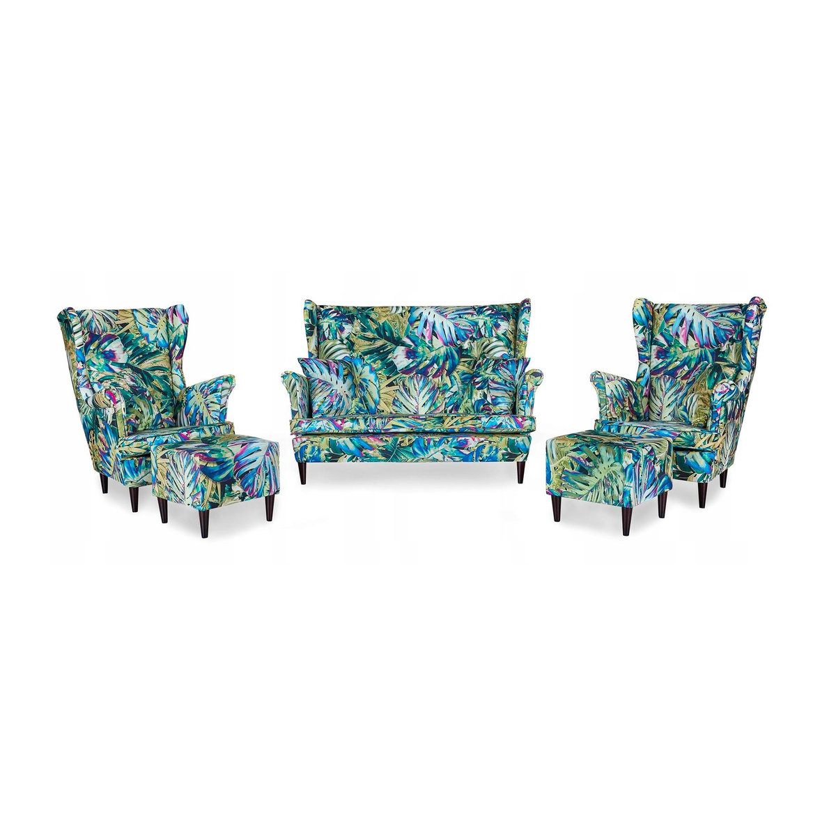 Zweisitzer-Sofa Ari Print von Family Möbel im skandinavischen Design mit Pflanzen- und Geometriemotiven - Bild 3