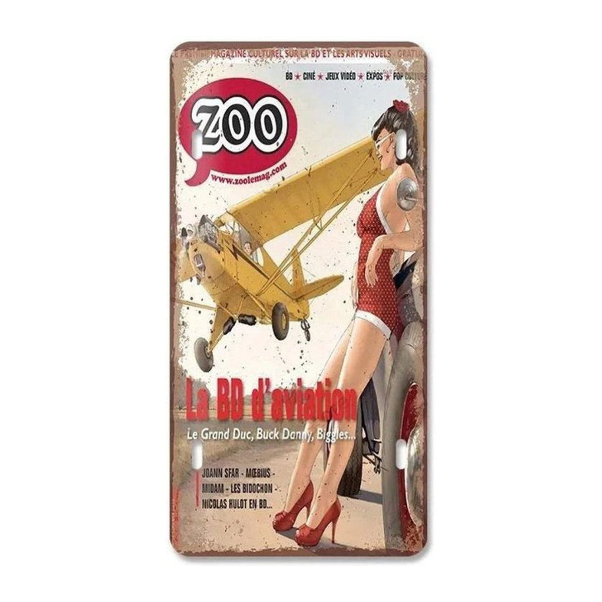 ZX ART Vintage Luftrennen Metallschild Flugzeug Retro Wanddeko, mehrfarbig, B: 30 cm, H: 15 cm - Bild 1