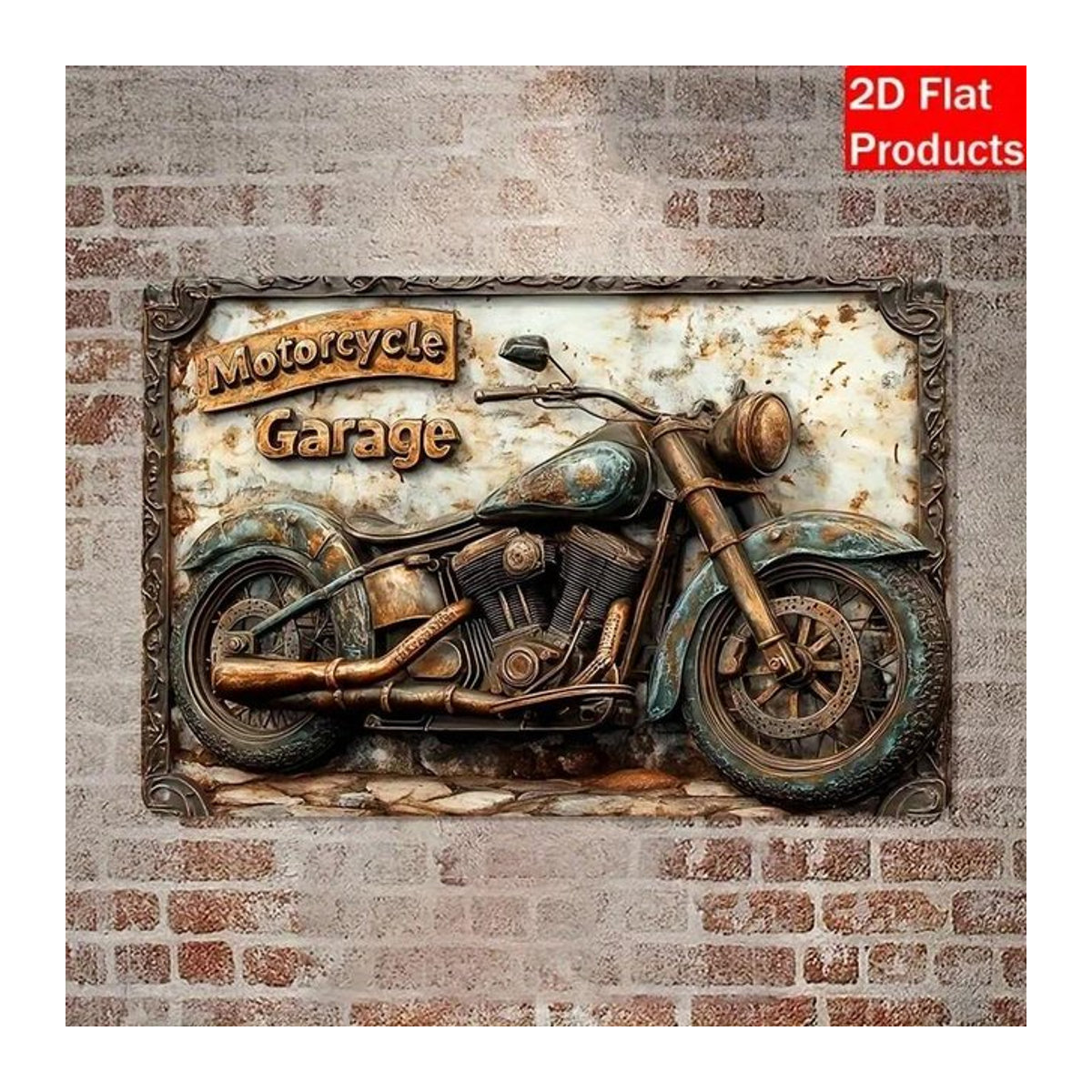 ZX ART Vintage Motorradwerkstatt Metallschild, mehrfarbiges Blech Wanddekor für Zuhause, Bar oder Café, B: 30 cm, H: 20 cm - Bild 1