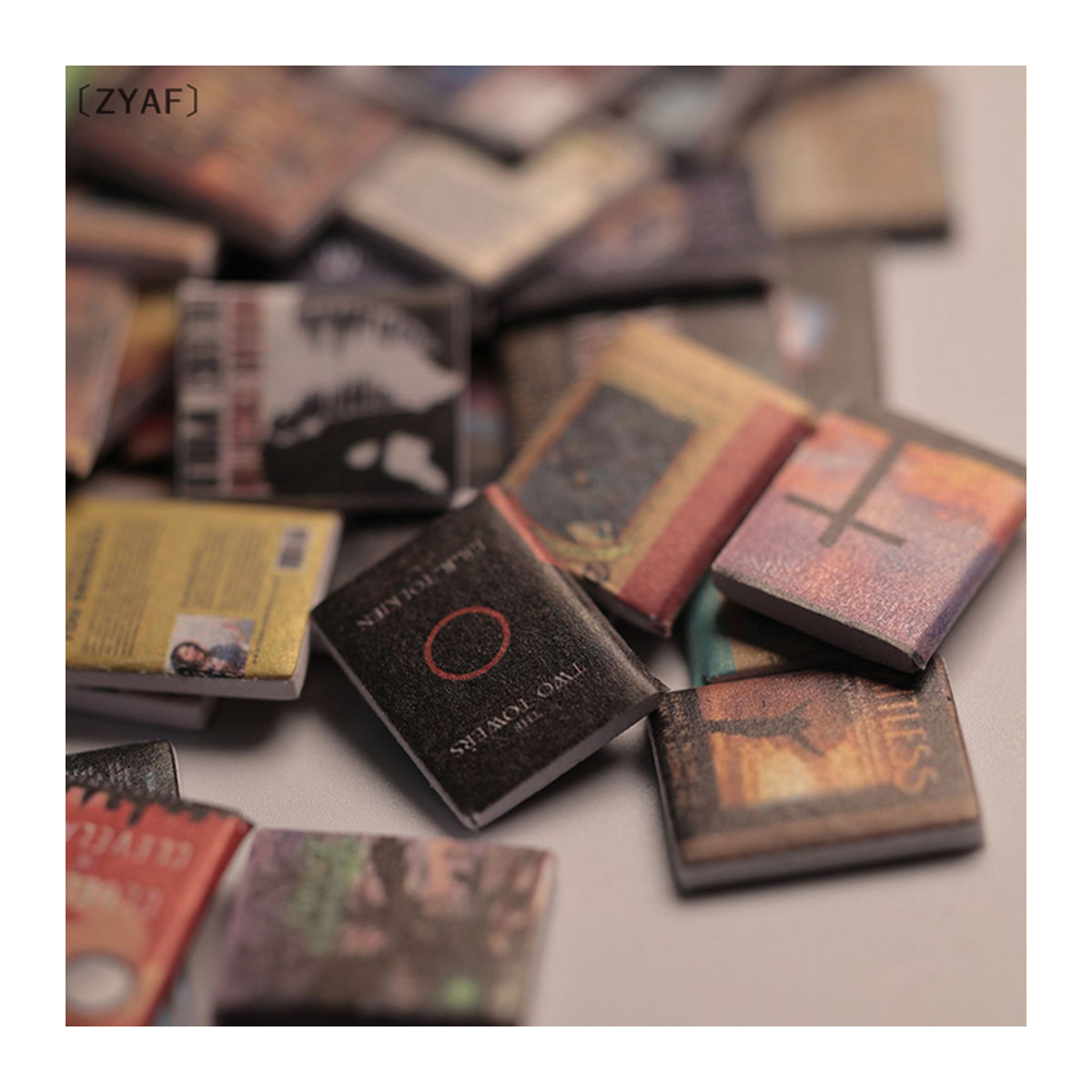 バZYAF Sigur 200 Stück Miniatur-Puppenbücher als Zubehör für Puppenhäuser und Regale, Multicolor - Bild 1