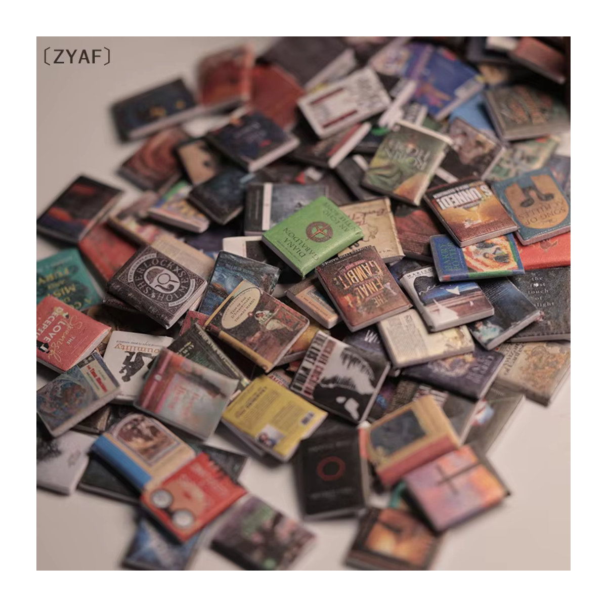 バZYAF Sigur 200 Stück Miniatur-Puppenbücher als Zubehör für Puppenhäuser und Regale, Multicolor - Bild 2