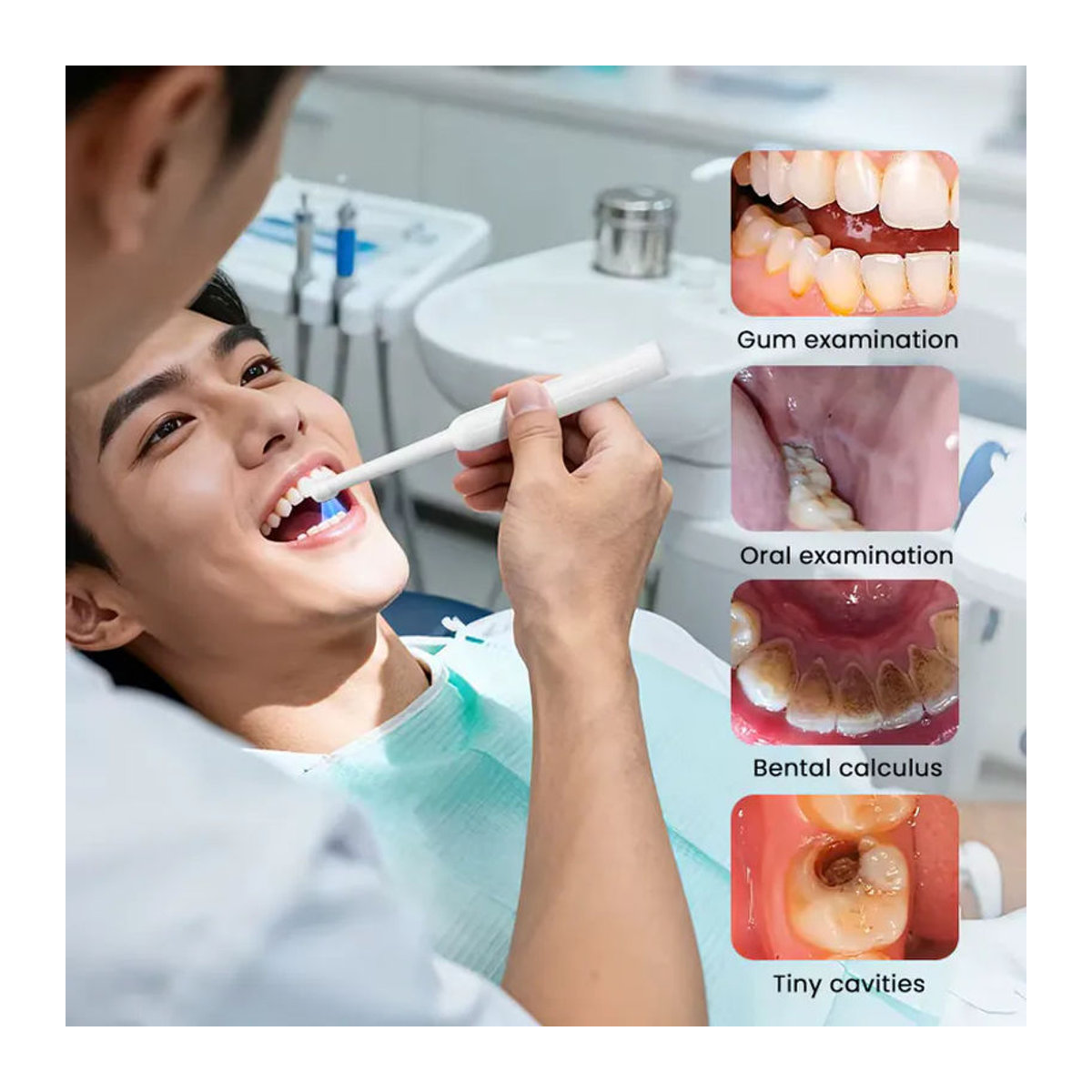 ZYPUSON WLAN-Oralendoskop, tragbare kabellose HD1080P Video-Mundinspektionskamera mit 8 LEDs, digitale Dentalkamera für iPhone und Android, Weiß - Bild 2