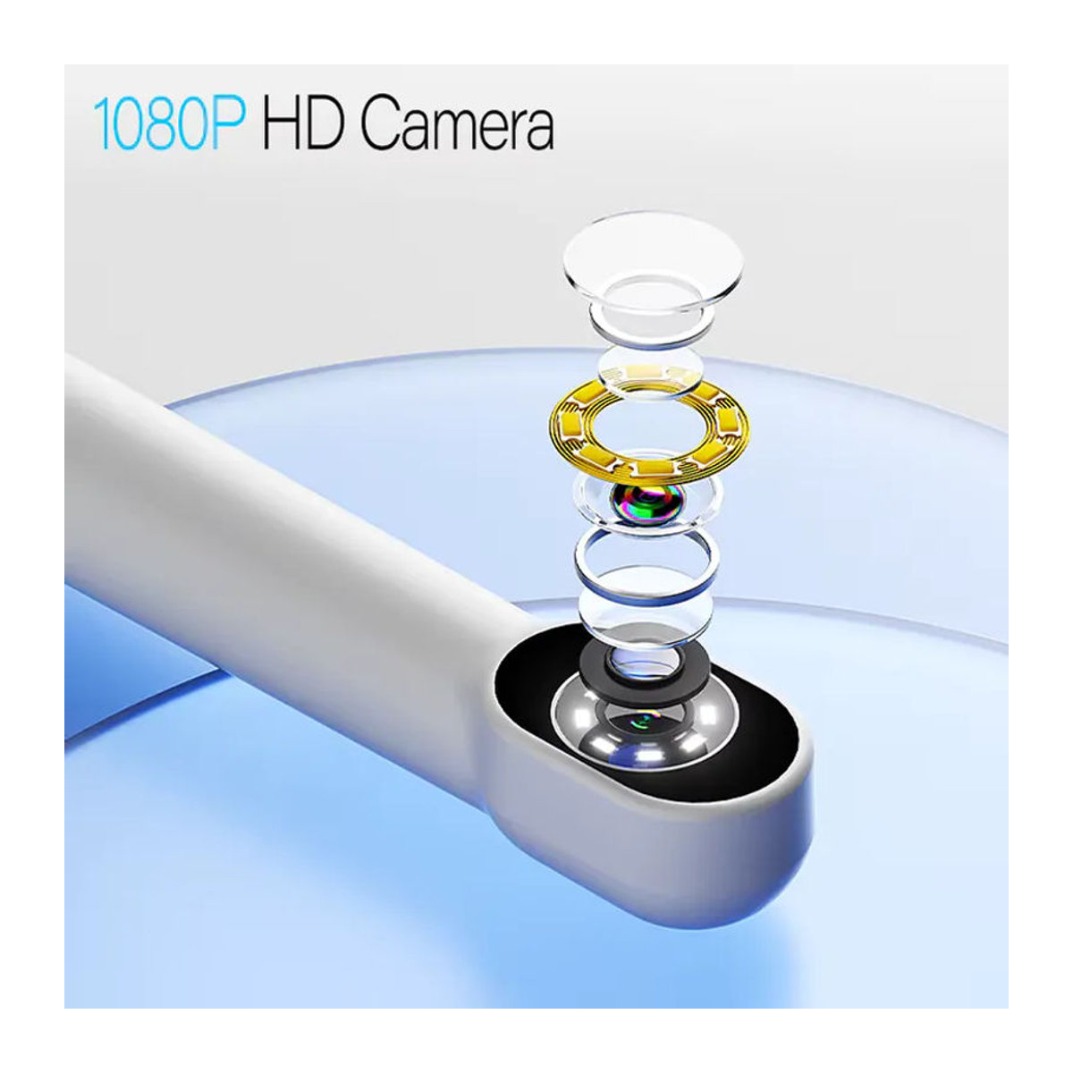 ZYPUSON WLAN-Oralendoskop, tragbare kabellose HD1080P Video-Mundinspektionskamera mit 8 LEDs, digitale Dentalkamera für iPhone und Android, Weiß - Bild 4
